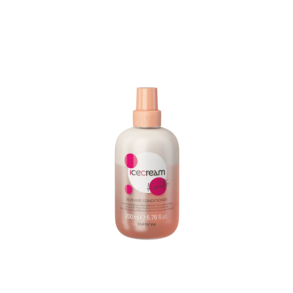 Inebrya Ice Cream Keratin Bi-Phase Conditioner Kahefaasiline pähejäetav palsam kuivadele, kahustele ja töödeldud juustele200ml